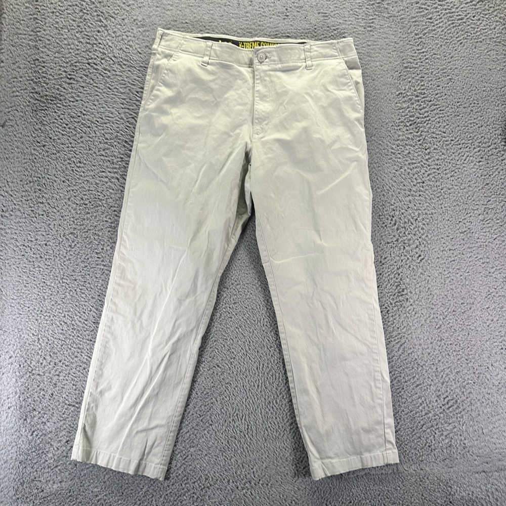 Lee Extreme Motion Pant Mens 38x30 Beige Cotton Chino Straight Preppy Stretch